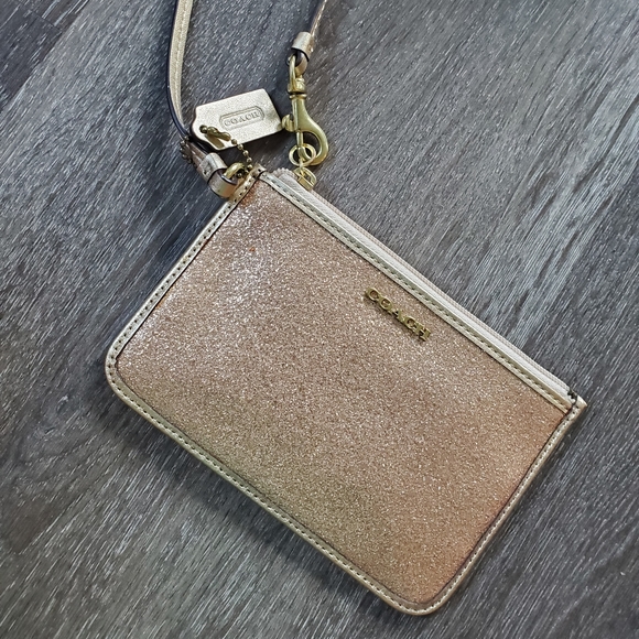 Gold glitter Coach wristlet - Picture 1 of 6